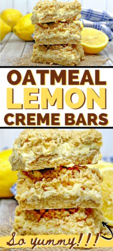 Oatmeal lemon creme bars - so yummy! pin.
