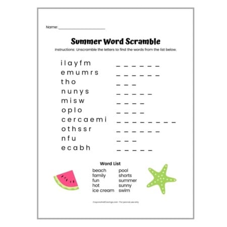 Winter Word Search Free Printable Worksheet