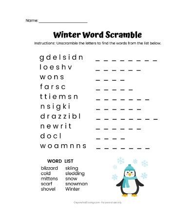 Winter Word Scramble
