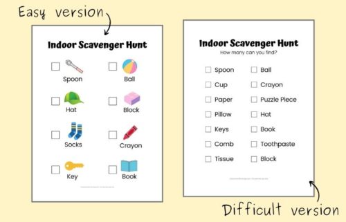 Indoor Scavenger Hunt For Kids Free Printable