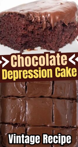 Chocolate depression cake: vintage recipe (pin).