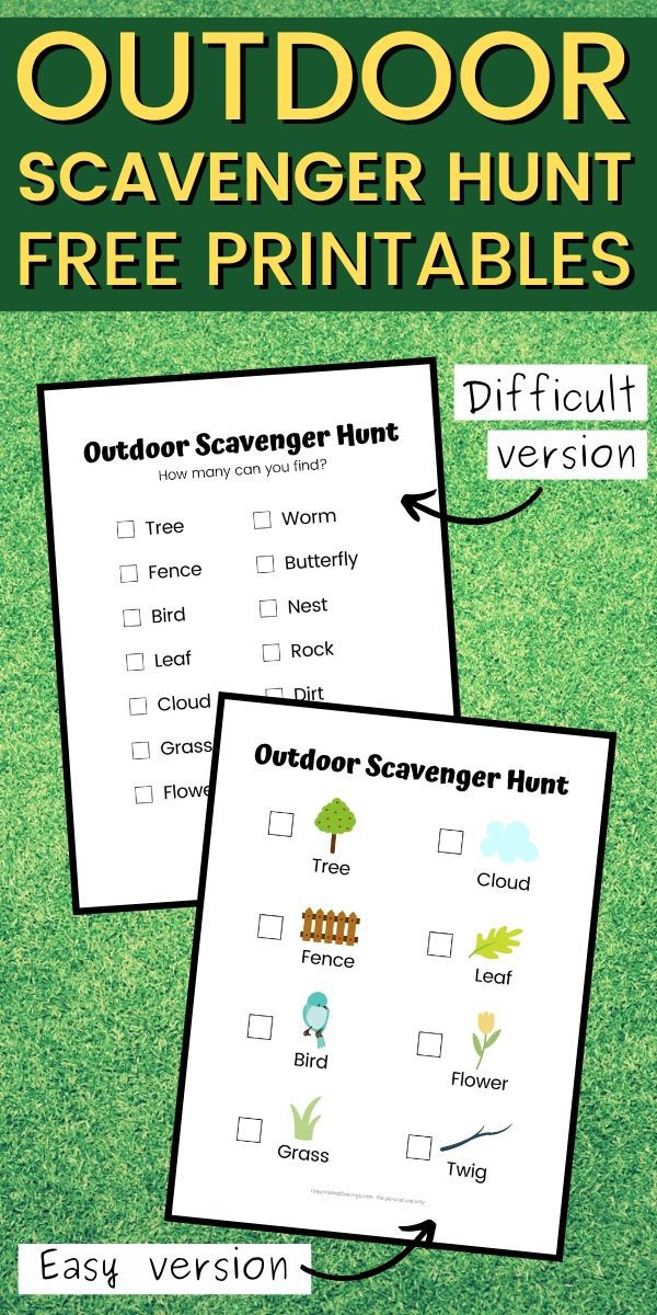 Outdoor Scavenger Hunt for Kids Printables (Easy ...