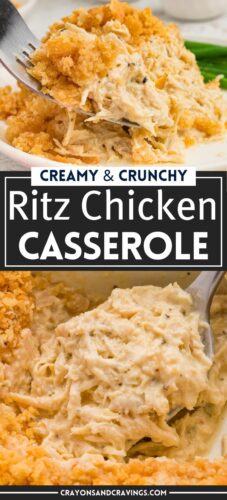 Creamy and crunchy Ritz Cracker Chicken Casserole Pin.