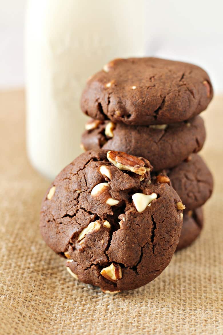 Double Chocolate Pecan Cookies (with White Chocolate Chips)