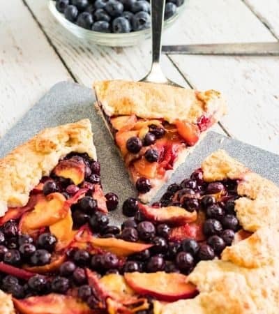 Galette with peaches and blueberries