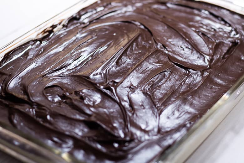 cake covered with chocolate frosting