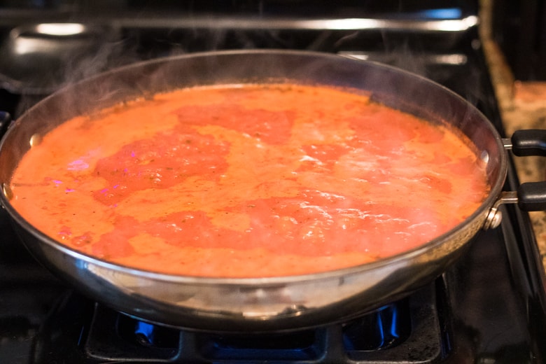 Prego sauce in pan