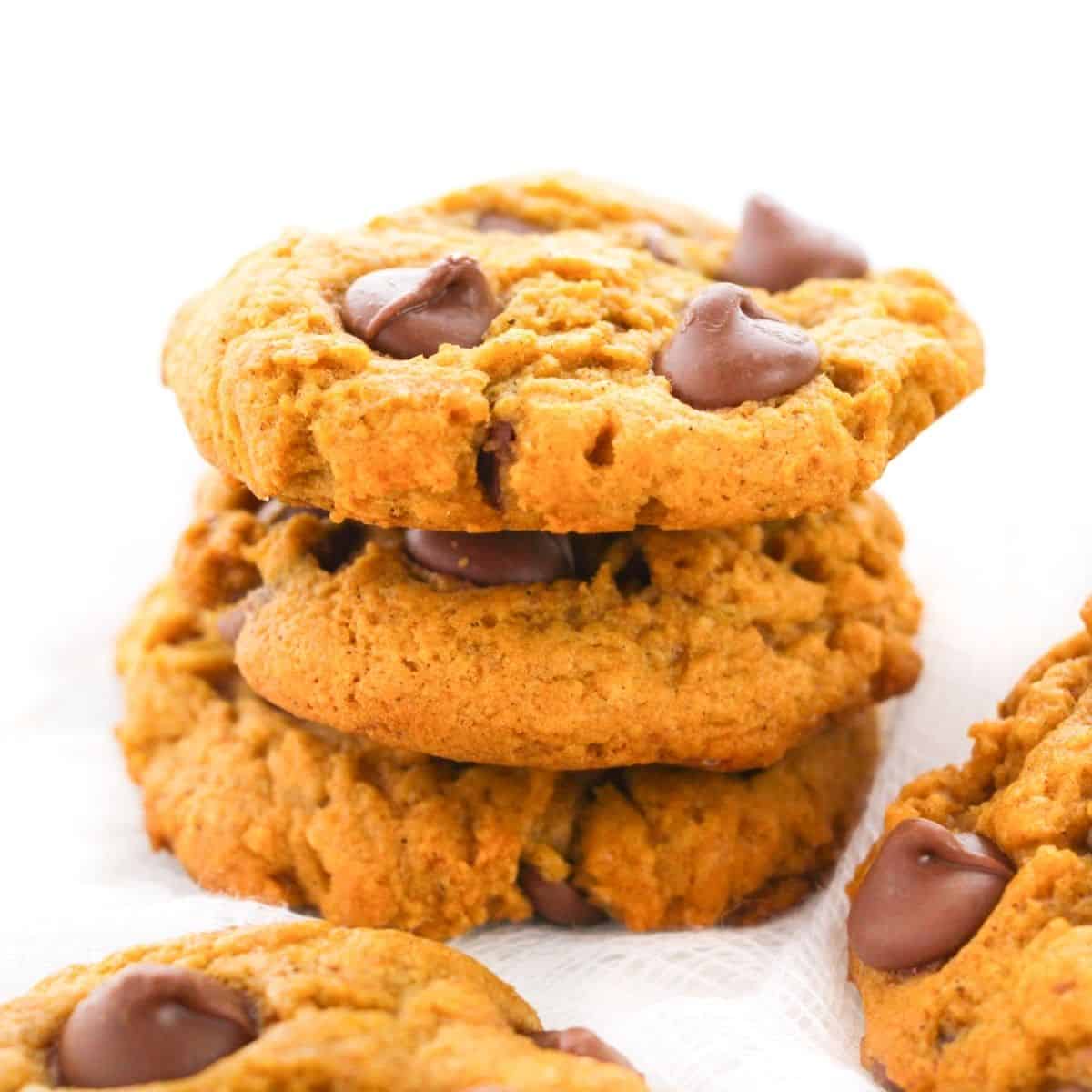 Pumpkin Cookies with Chocolate Chips.