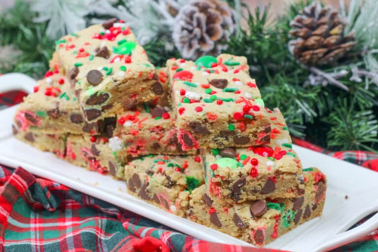 Christmas Cookie Bars with M&M's, Chocolate Chips, and Sprinkles