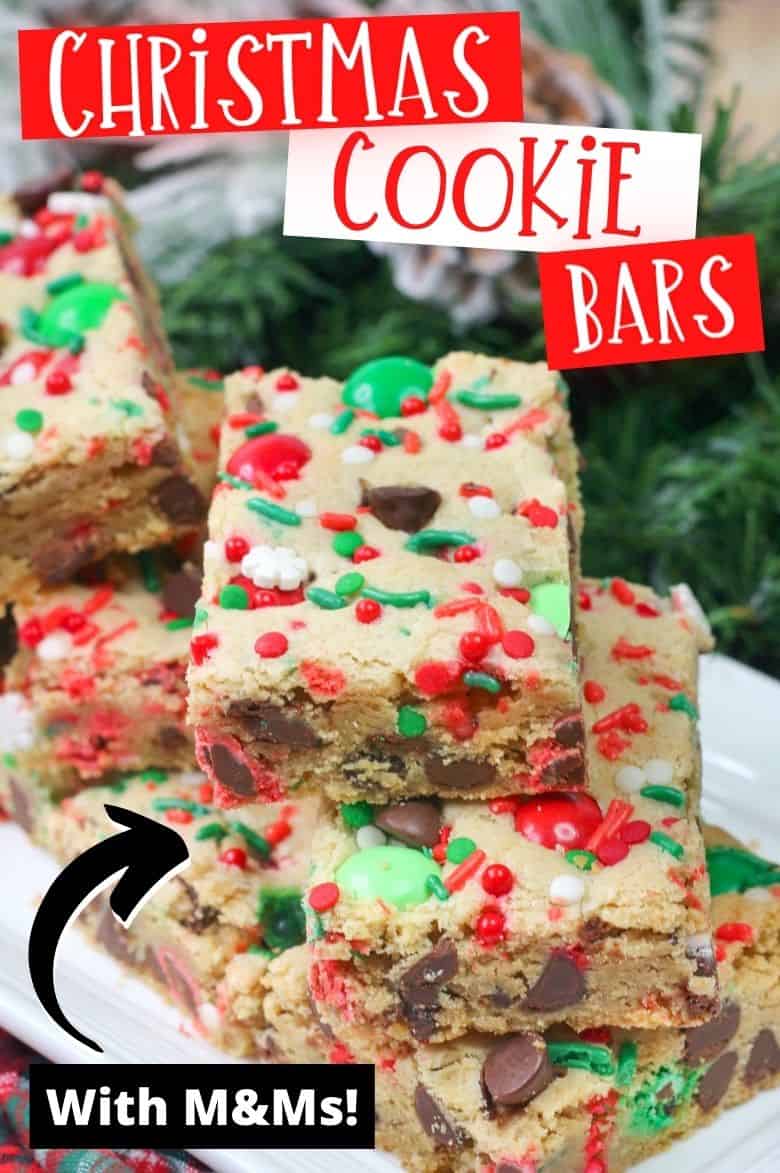 Christmas Cookie Bars with M&M's, Chocolate Chips, and Sprinkles