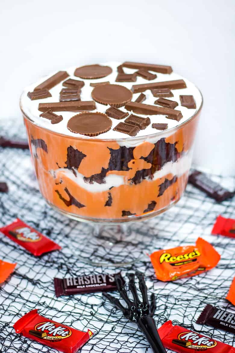 Halloween Trifle made with Halloween Candy