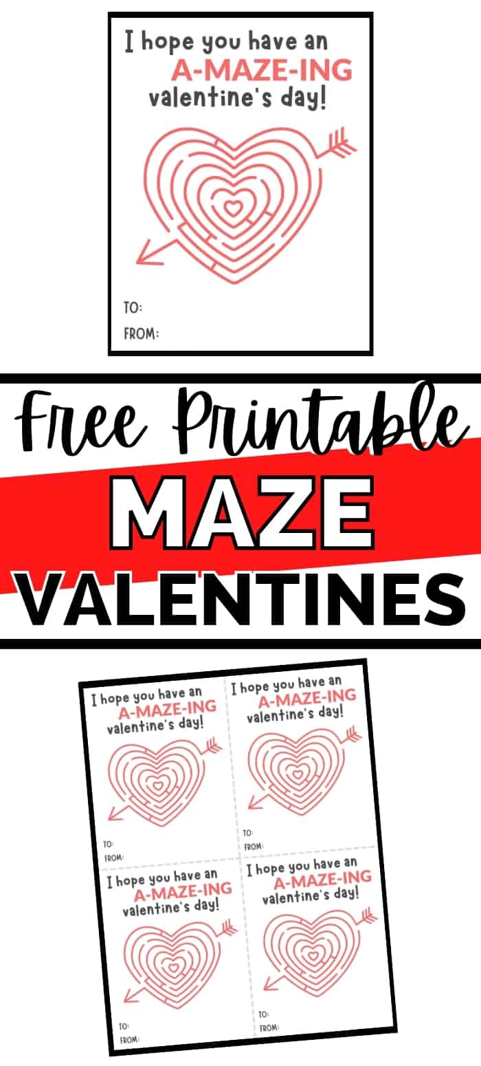 Pencil Valentine Card for Kids, You are A-MAZE-Zing Valentine, Pink