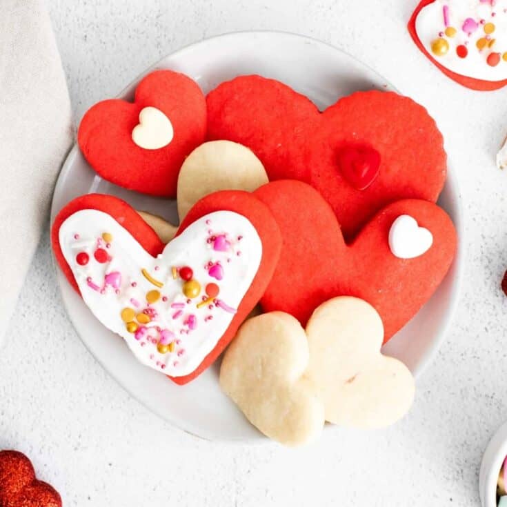 Valentine Shortbread Heart Cookies (Easy Recipe!)