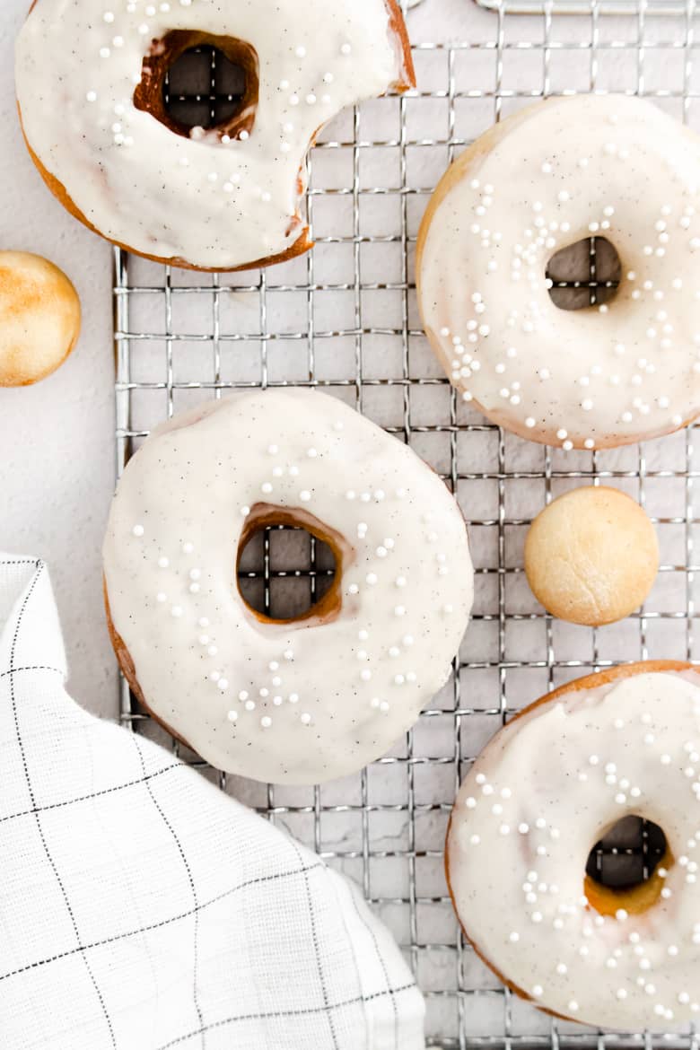 air fryer doughnuts with vanilla bean icing