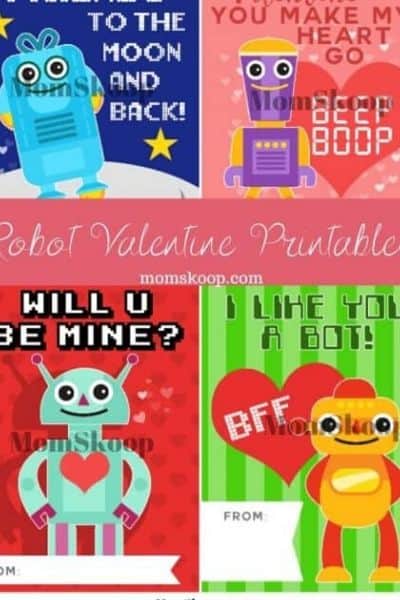 Printable Kids Robot Valentines.