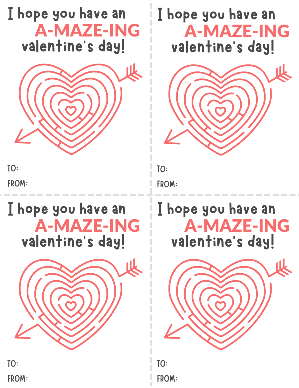 Amazeing Valentine's Day Free Printable Cards for Kids