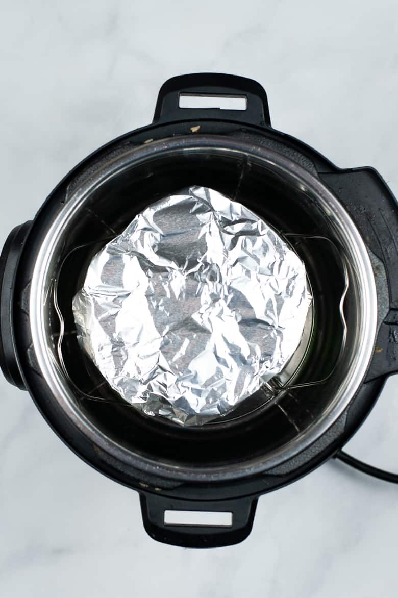 Aluminum foil covered mold in Instant Pot