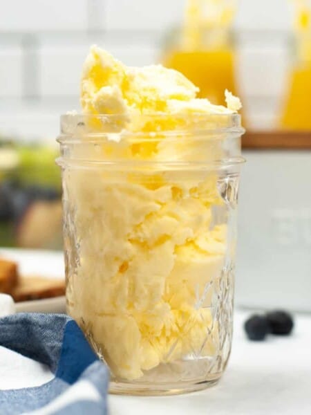 Mason jar filled with homemade butter