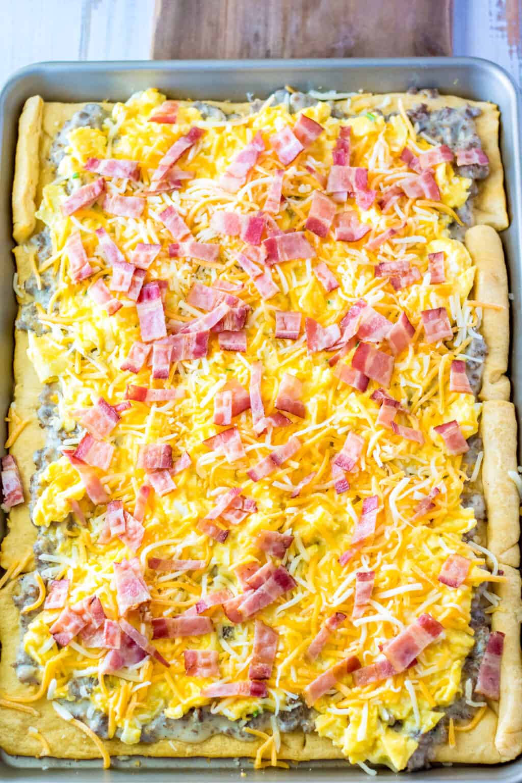 Breakfast Pizza with Crescent Rolls (Sheet Pan Recipe)
