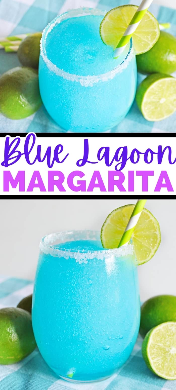 Pinterest image, reads: blue lagoon margarita