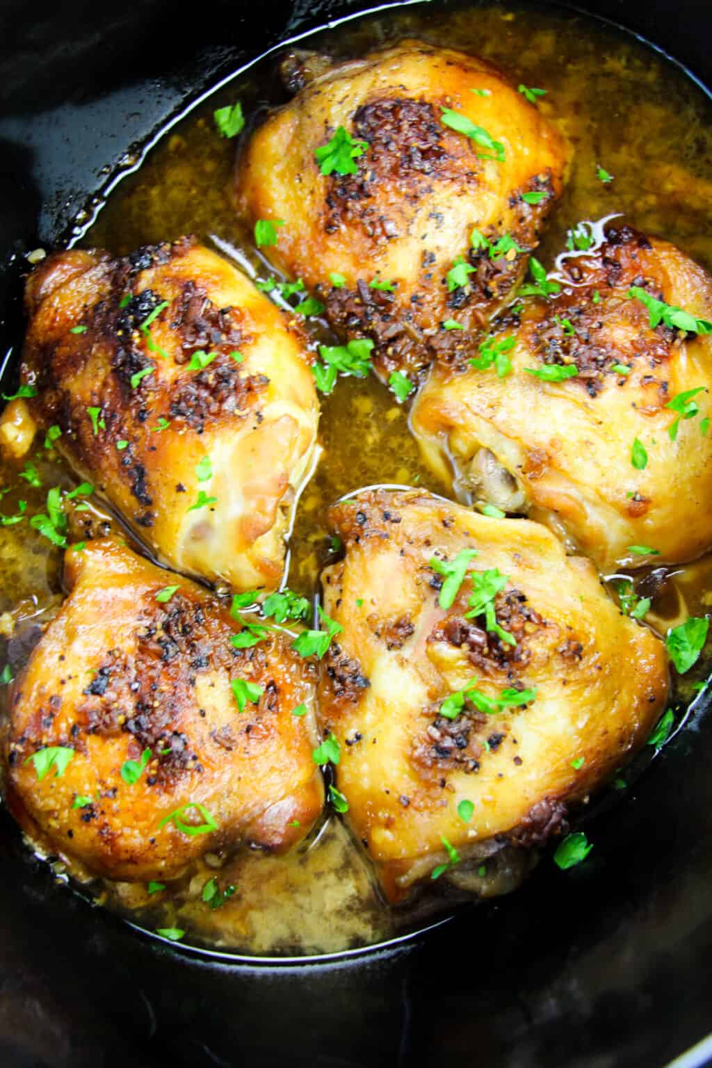 Crockpot Chicken Thighs with Brown Sugar and Garlic
