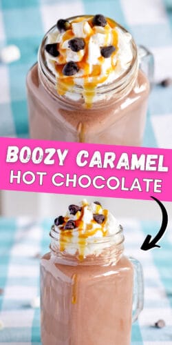 Boozy Caramel Hot Chocolate Pin Collage Image