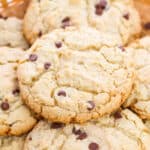 Chocolate Chip Cake Mix Cookies in serving basket