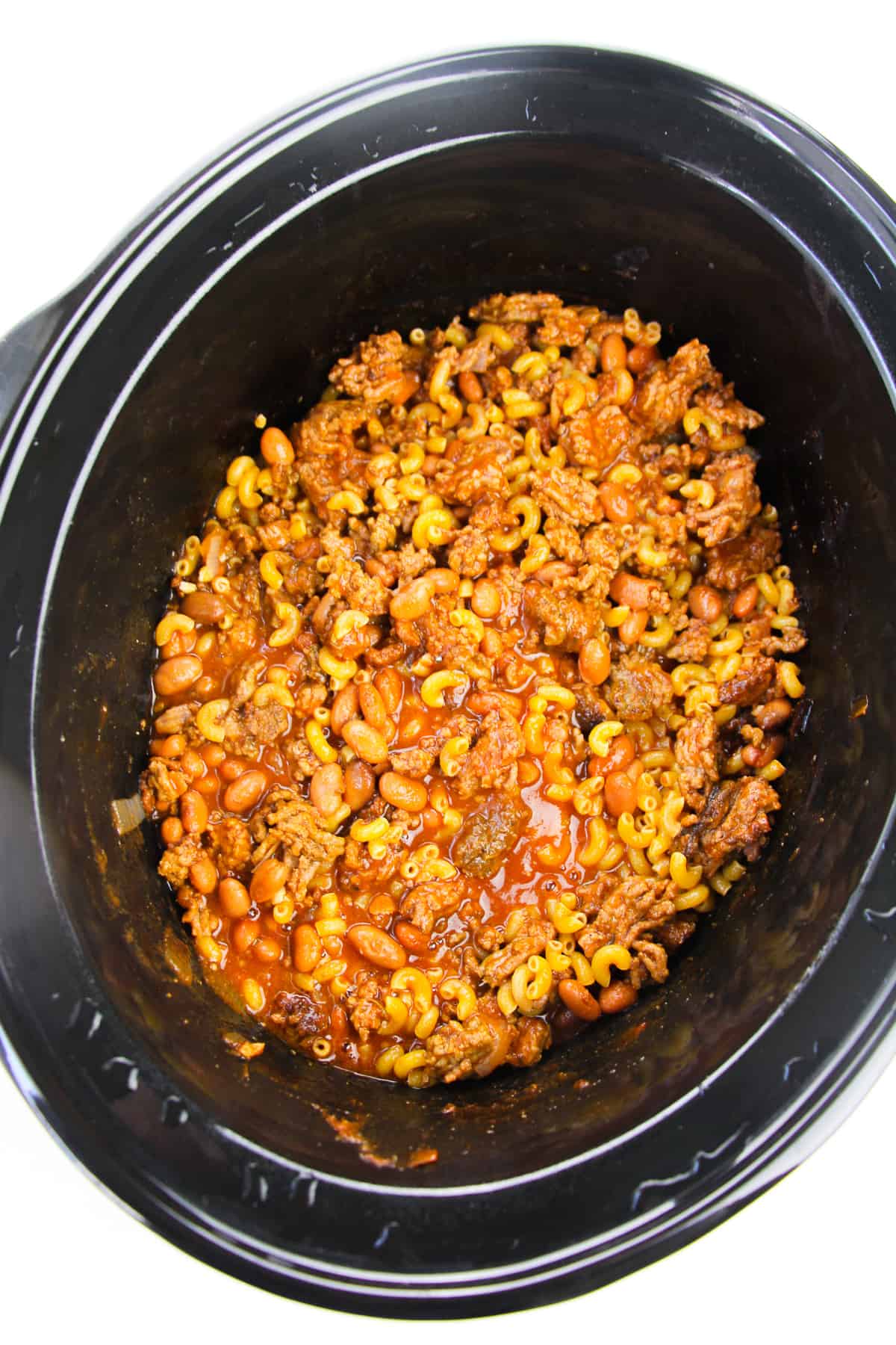 chili mac in crockpot