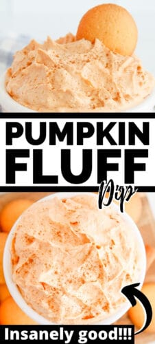 Pinterest image: pumpkin fluff dip; insanely good!!!