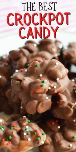 Pinterest image, reads: The Best Crockpot Candy