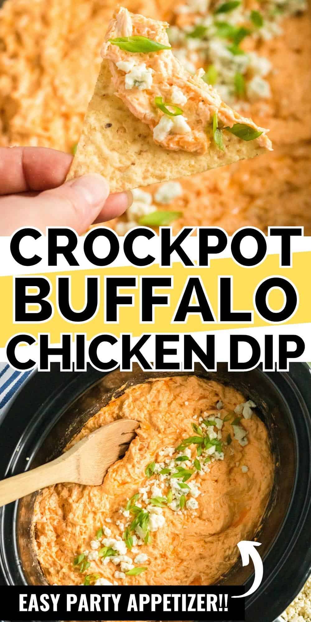 Crockpot Buffalo Chicken Dip; easy party appetizer.