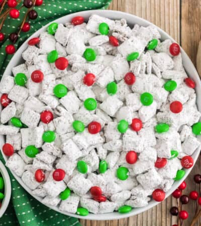 Christmas Puppy Chow with M&Ms