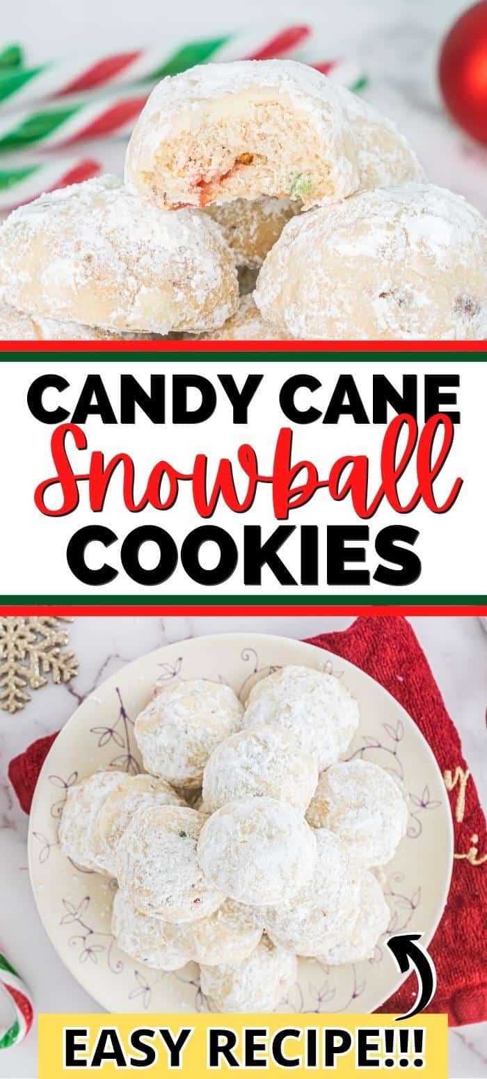 Candy Cane Snowball Cookies Easy Recipe
