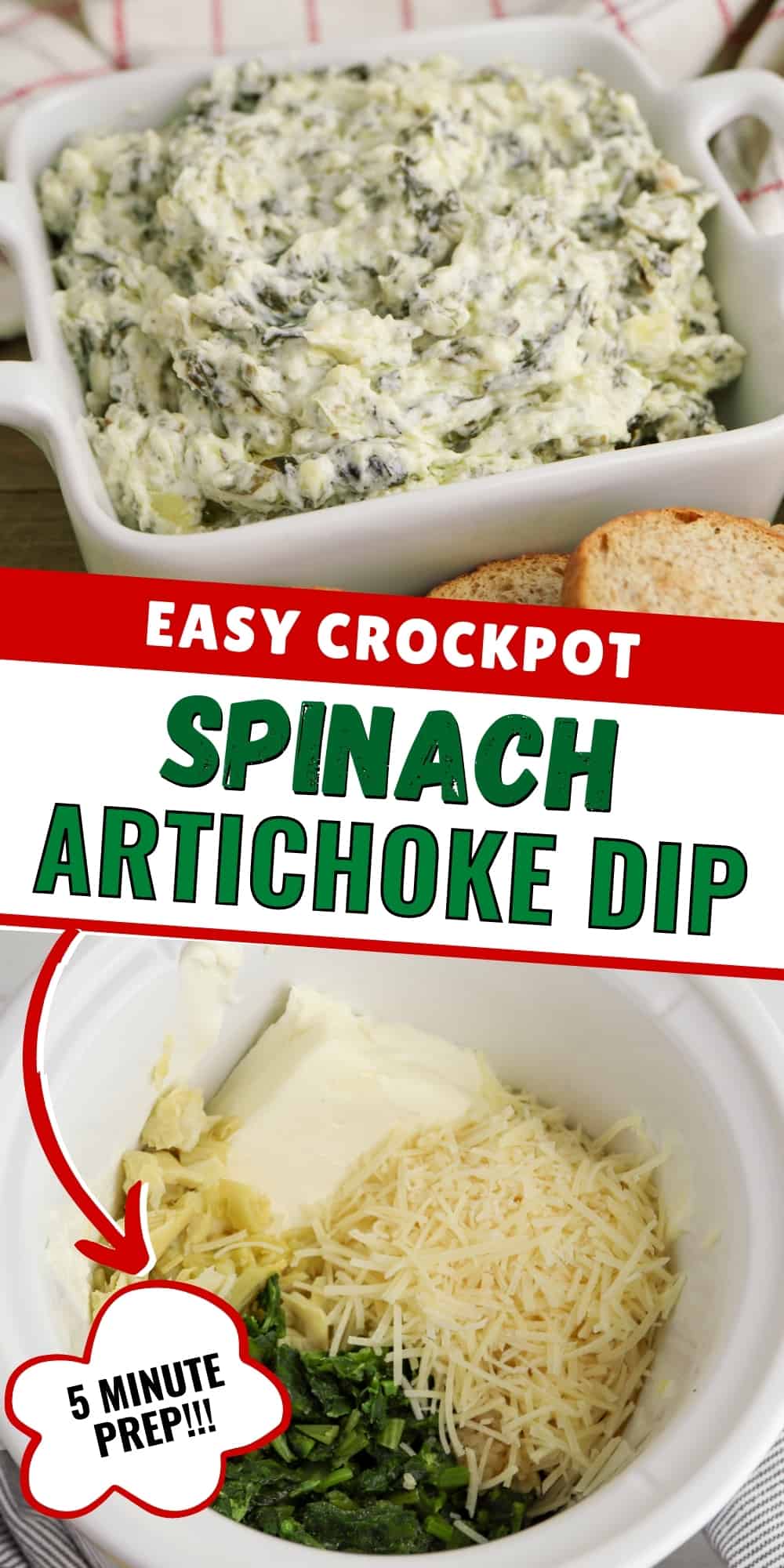 Easy crockpot spinach artichoke dip