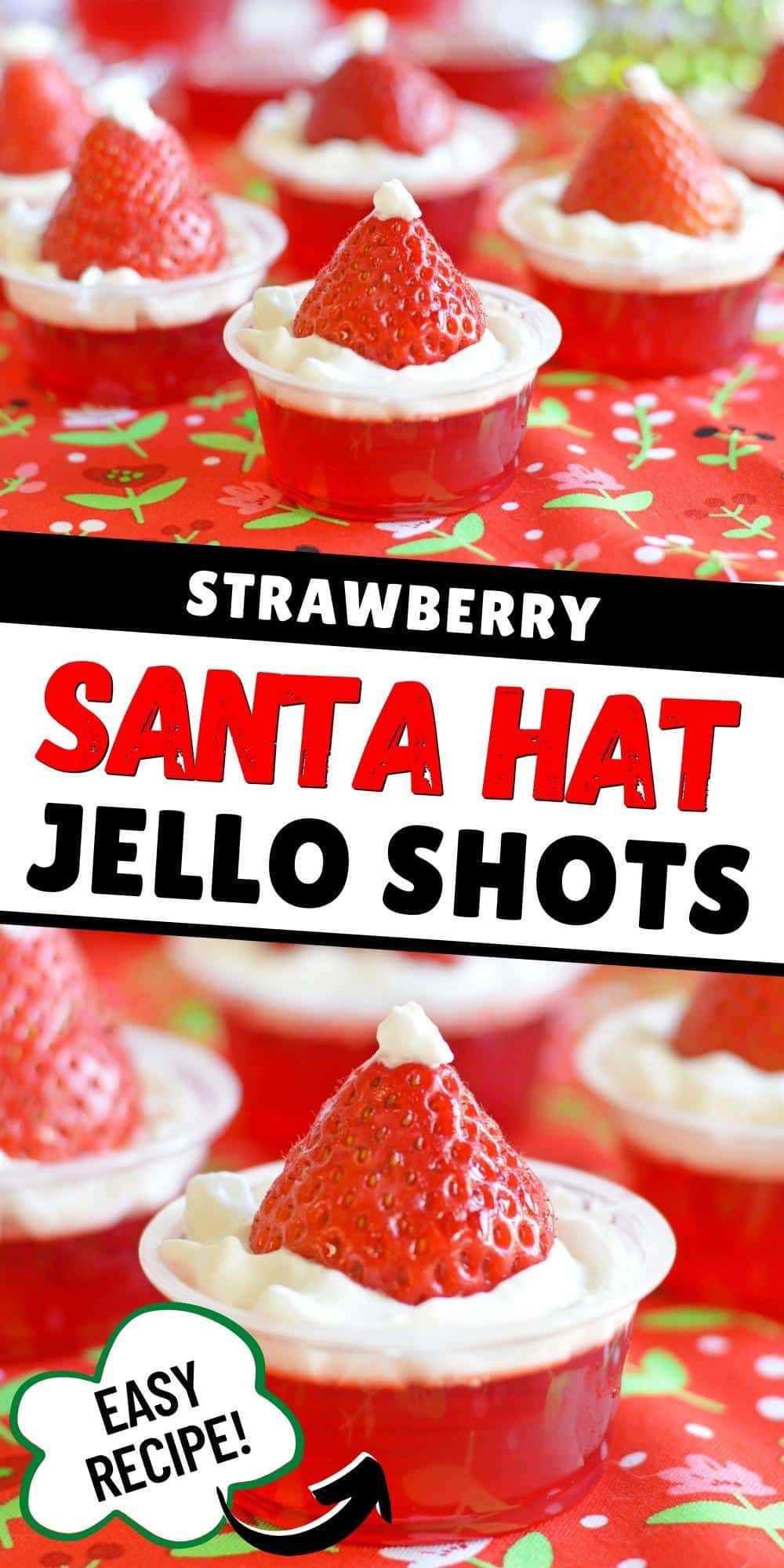 strawberry santa hat jello shots, easy recipe