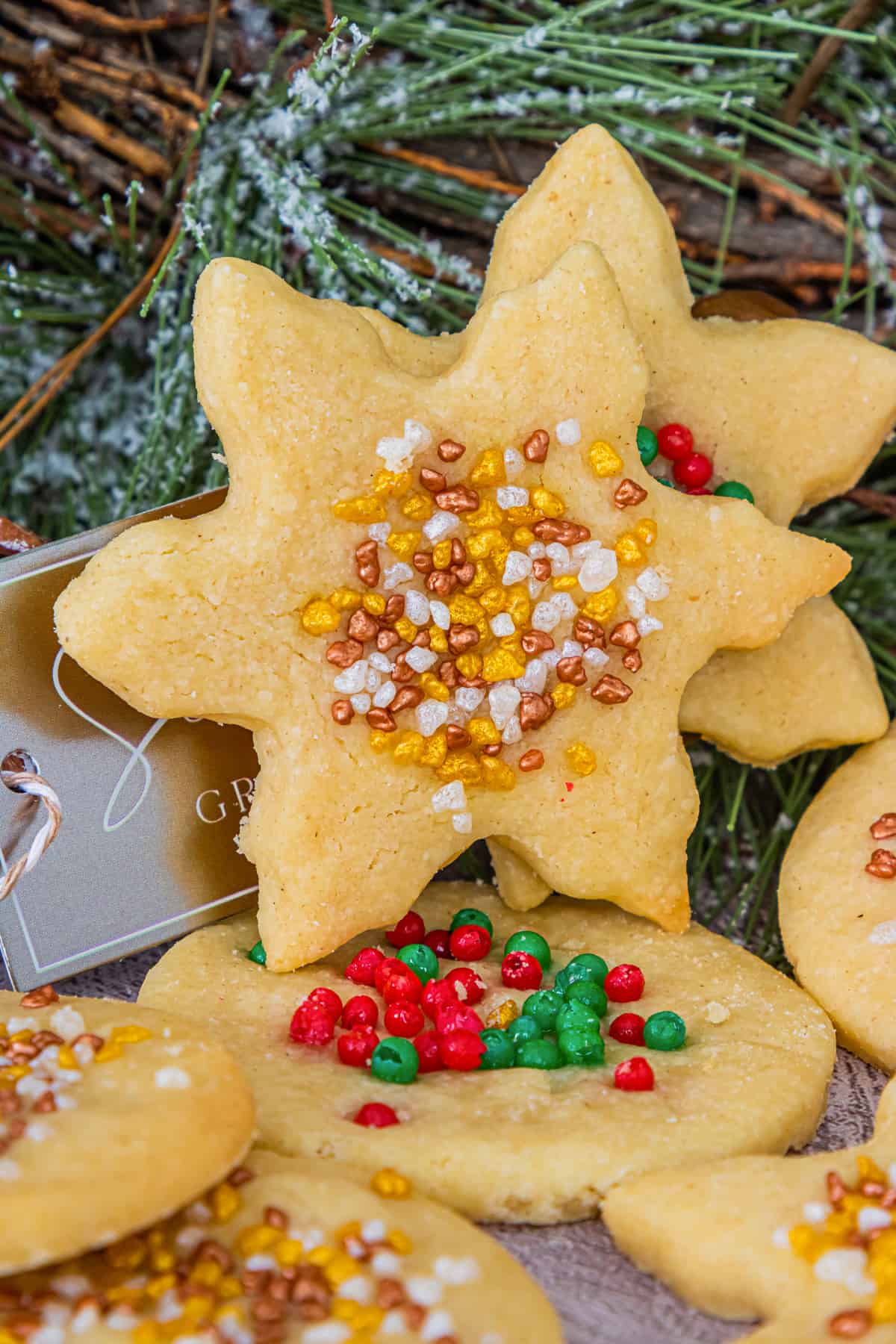 Snowflake Shortbread Cookies with Sprinkles