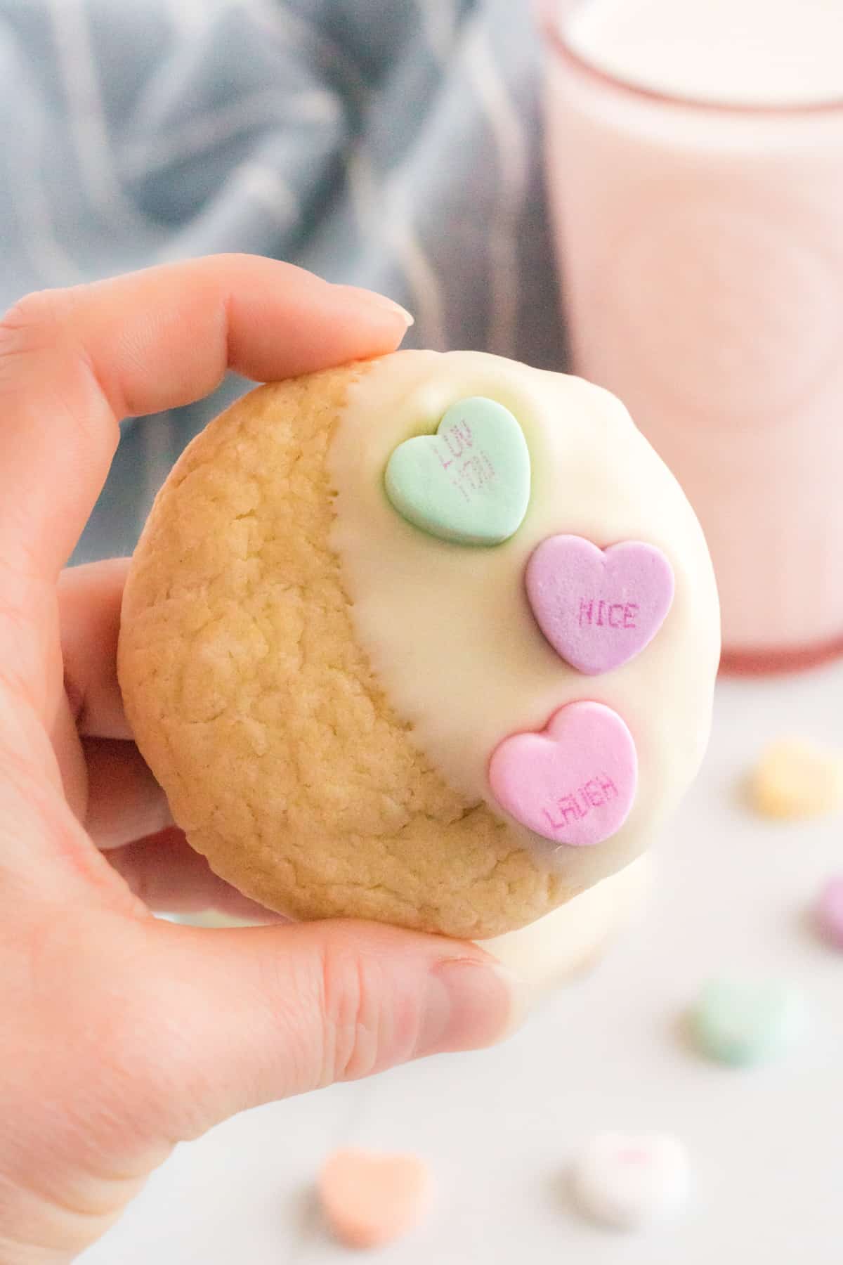 Valentine's Day Cake Mix Cookies with Conversation Heart Candies