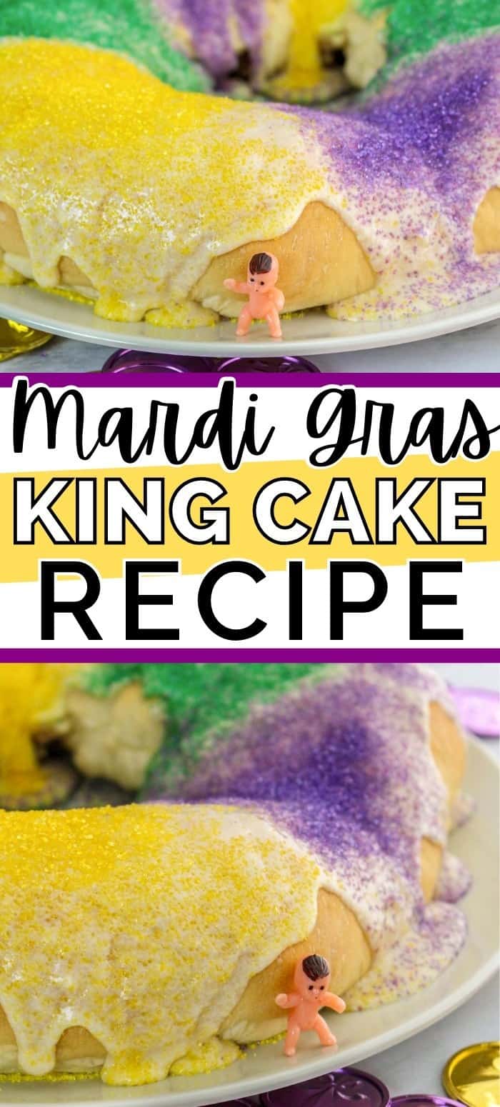 Mardi Gras King Cake Recipe Pinterest Graphic