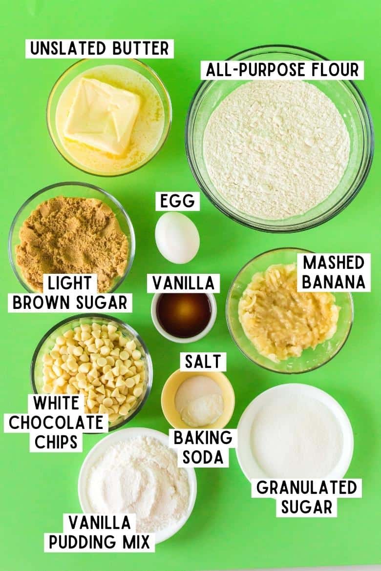 Ingredients for banana pudding cookies.