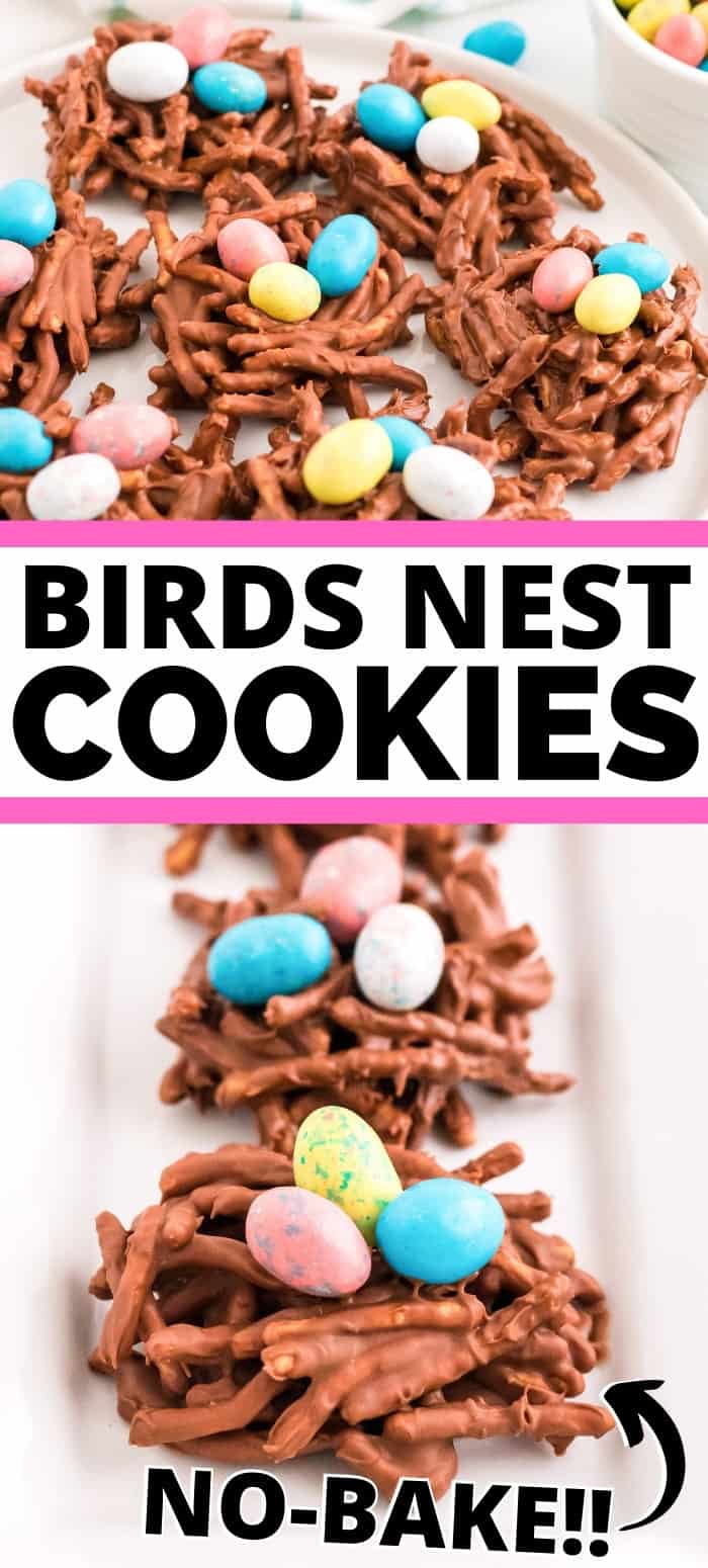 Birds Nest Cookies pinterest collage image.