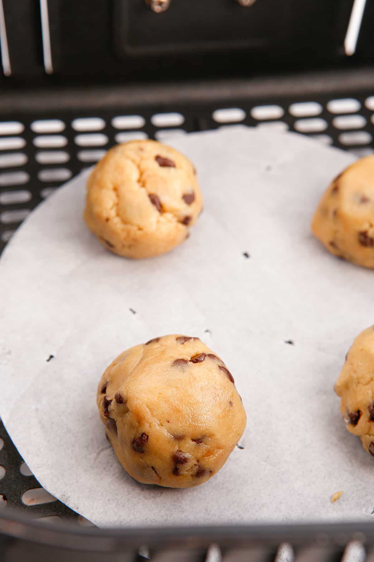 Chocolate chip cookie dough in air fryer.