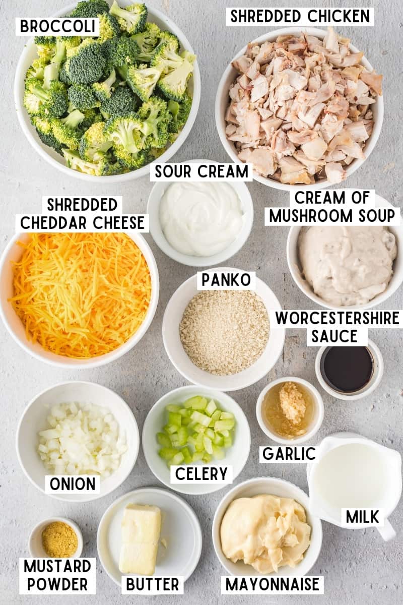 Ingredients for Chicken Divan Casserole.