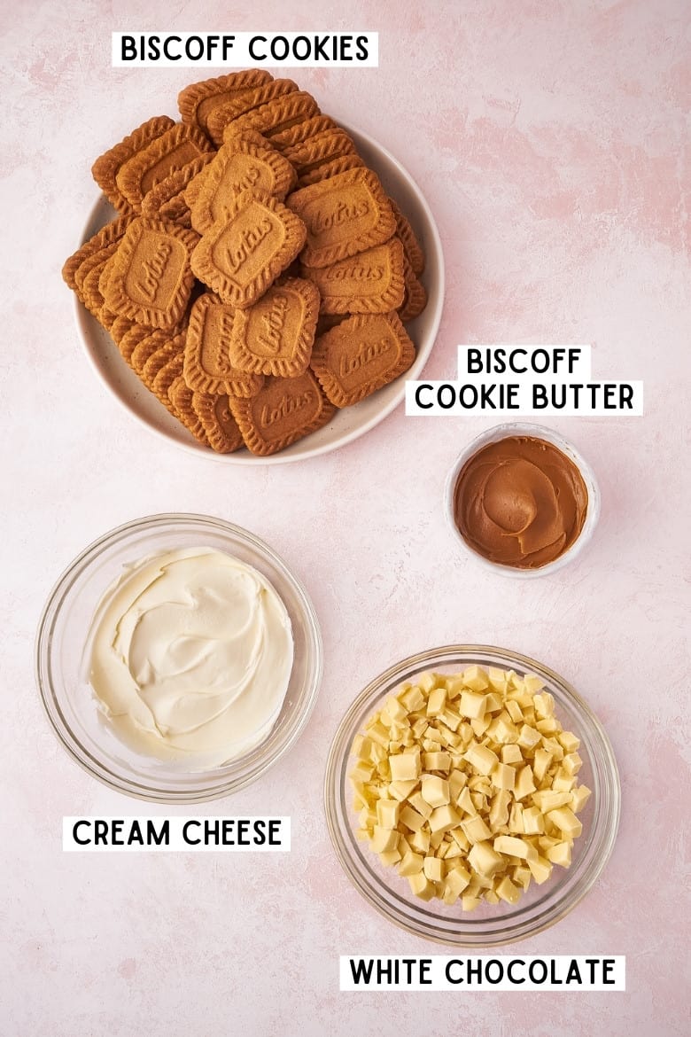 Ingredients for Biscoff Cookie Truffles.