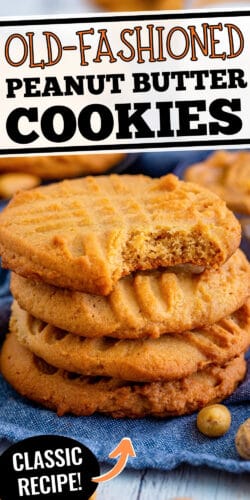 Old-Fashioned Peanut Butter Cookies; Classic Recipe.