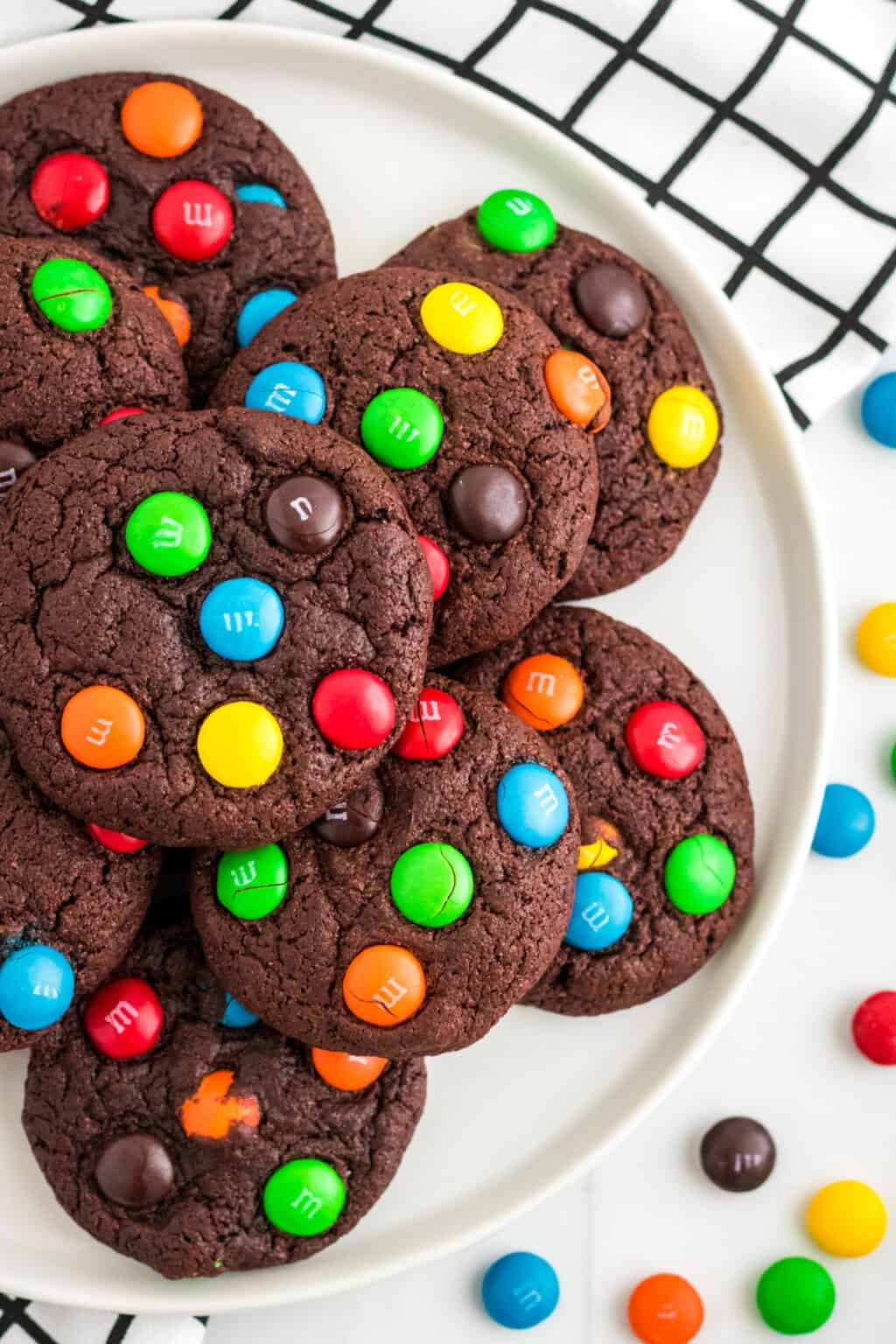 Chocolate Cake Mix Cookies with M&Ms