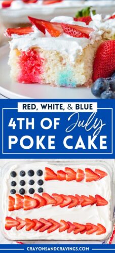 Red, white, and blue 4th of July Poke Cake