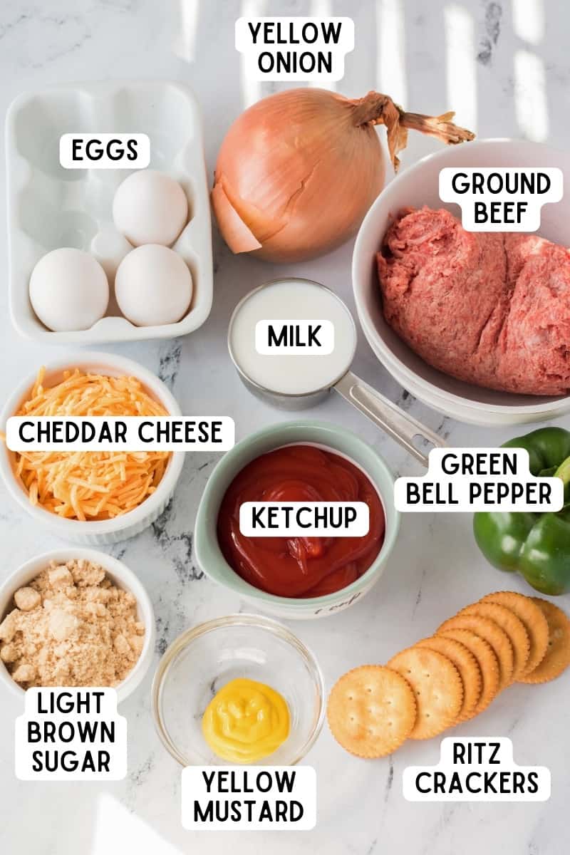 Ingredients for Copycat Cracker Barrel Meatloaf Recipe.