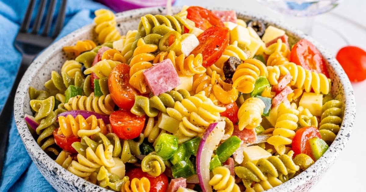 Tri Color Pasta Salad with Homemade Dressing