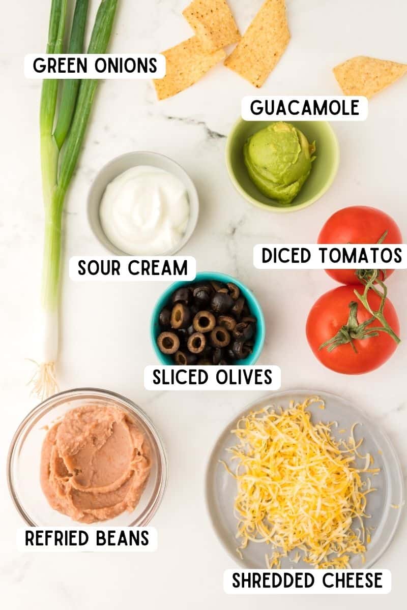 Ingredients for 7 layer dip.