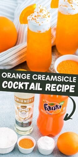 Orange creamsicle cocktail recipe pin collage.